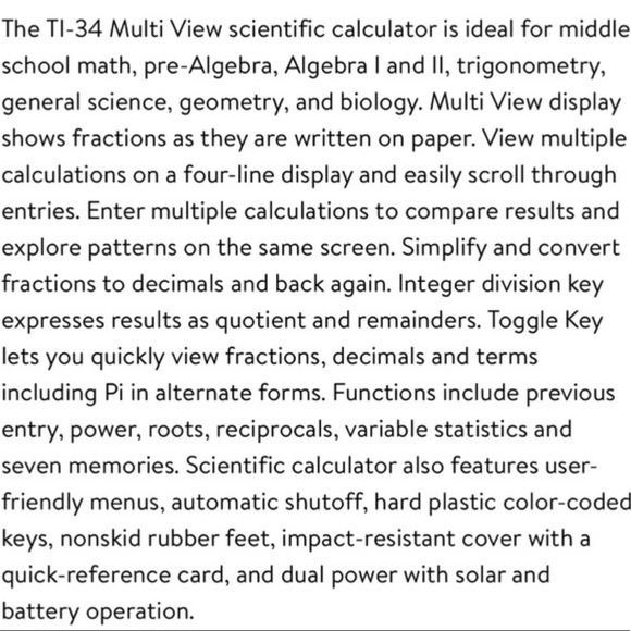 Texas Instruments TI-34 MultiView Scientific Calculator - Picture 5 of 6